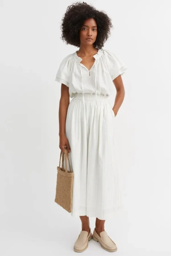 Skall Studio Dagny Skirt White+Yellow+Dobby+Stripe Clearance