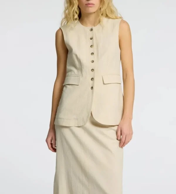 Selected Femme Iluna Vest Sandshell Best