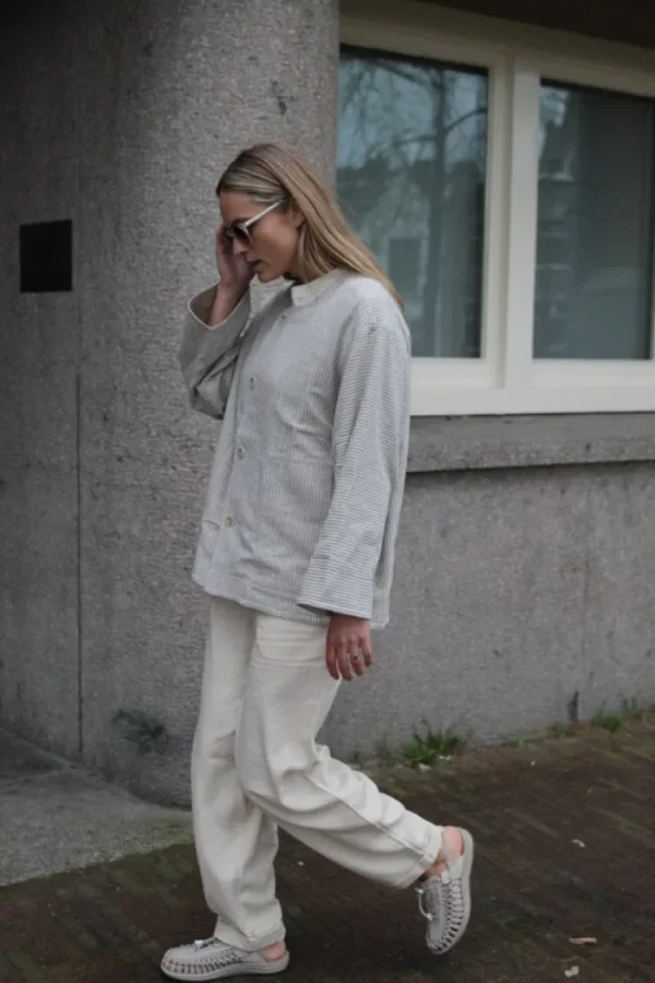 7115 Reversible Linen Spring Jacket Light+Stripes New