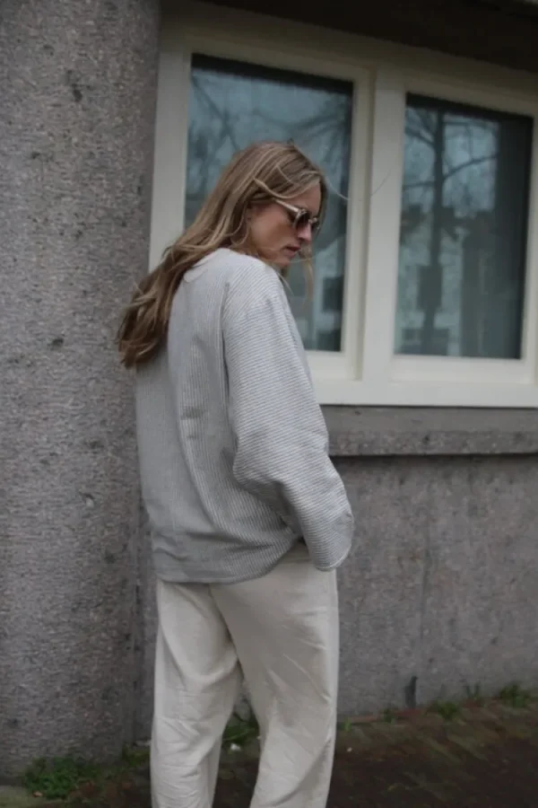 7115 Reversible Linen Spring Jacket Light+Stripes New