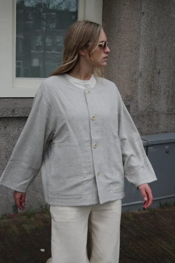 7115 Reversible Linen Spring Jacket Light+Stripes New