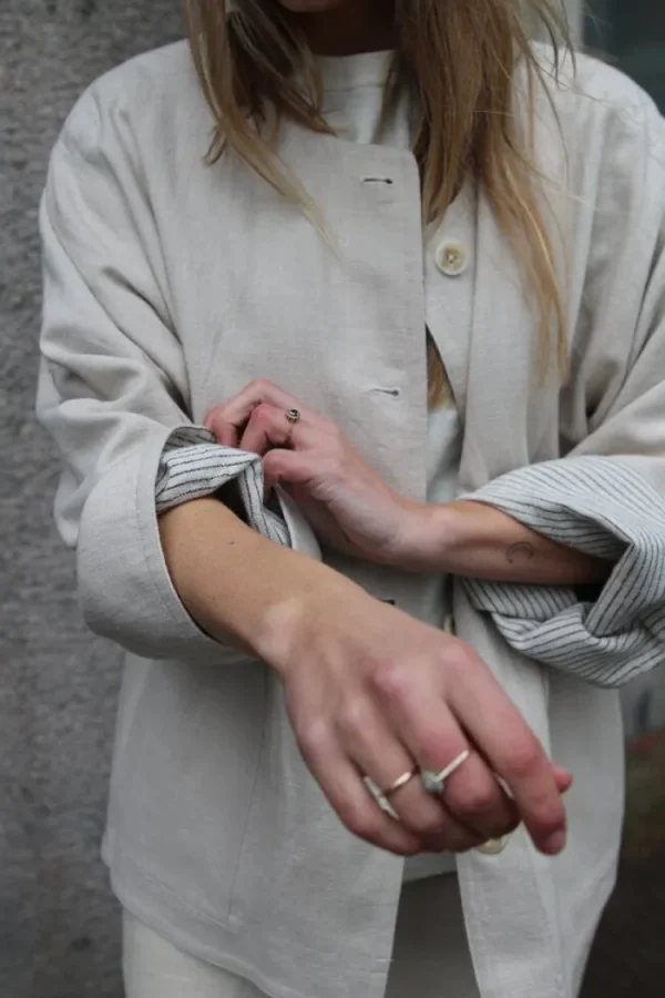 7115 Reversible Linen Spring Jacket Light+Stripes New