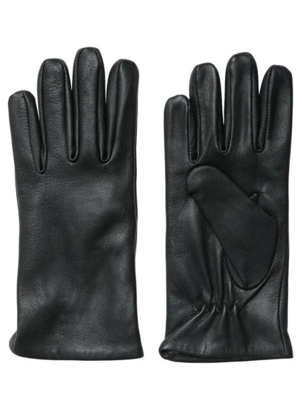Selected Femme Marina Leather Glove Black Discount