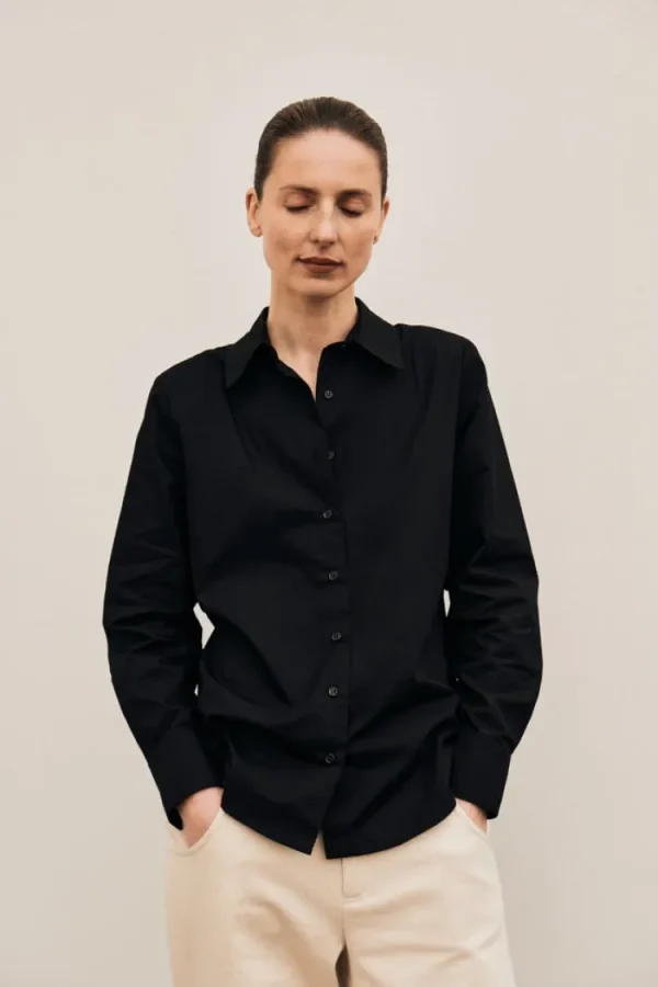 Gris Voltaire Poplin Shirt Black Outlet